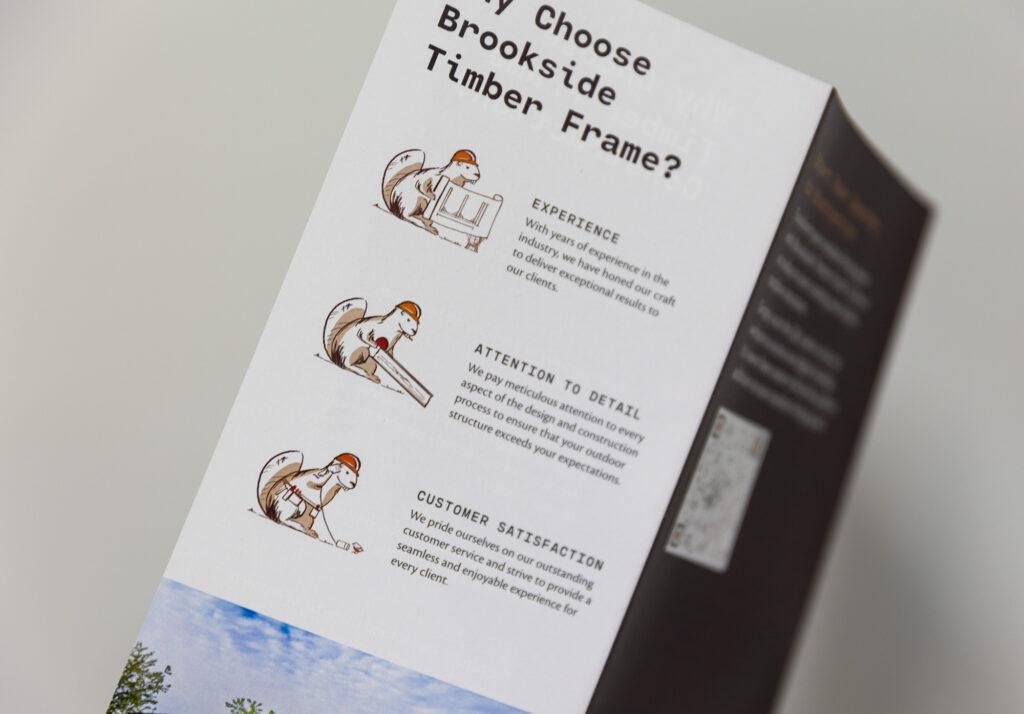 Print brochure for Brookside Timber Frame